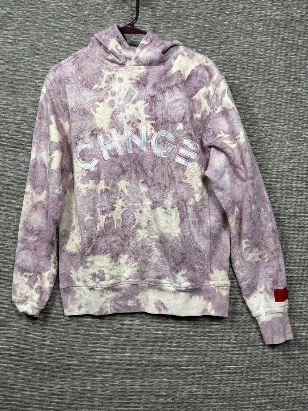 CHNGE Violet Splotch Tie Dye University Hoodie Womens Size S Multi Super Soft